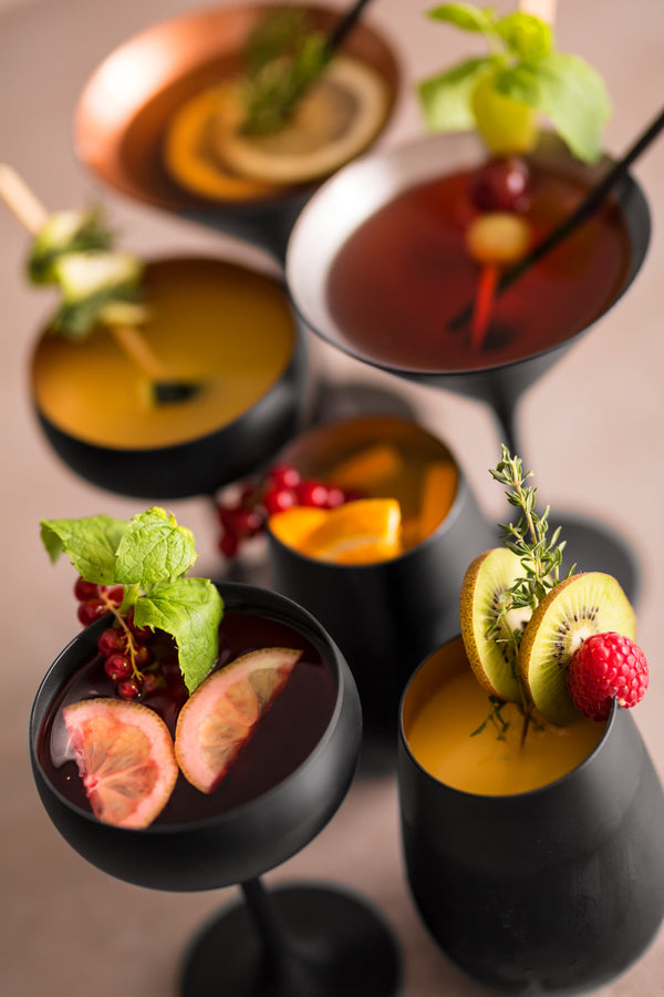 kieliszek do martini Joleen; 210ml, 11.6x17.3 cm (ØxW); czarny/miedź; 6 sztuka / opakowanie