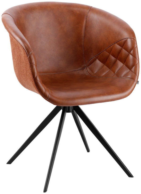 krzesło Yankee; 61x60x80 cm (SxGxW); siedzisko koniak, stelaż czarny