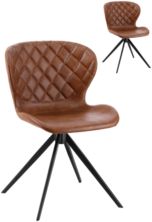 krzesło Kansas; 49x56x78 cm (SxGxW); siedzisko koniak, stelaż czarny; 2 sztuka / opakowanie