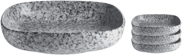 miska Mamoro kwadratowa; 1100ml, 21x21x4.5 cm (DxSxW); czarny/biały; kwadrat; 4 sztuka / opakowanie