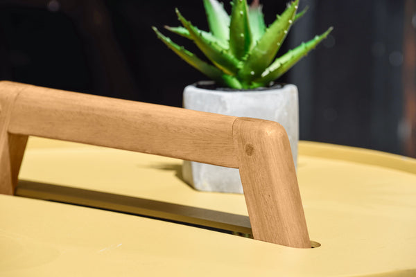 stolik kawowy Gimani okrągły; 50x53 cm (ØxW); musztarda; okrągły