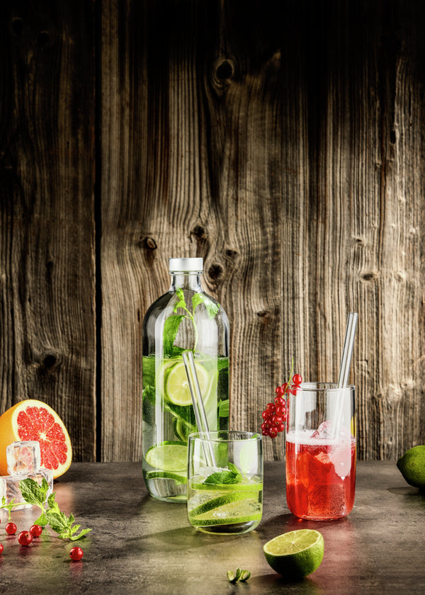 butelka Iconic; 540ml, 7.3x20.2 cm (ØxW); transparentny/srebro; 6 sztuka / opakowanie
