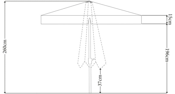 parasol Cielo; 300x300x260 cm (DxSxW); brązowy; kwadrat