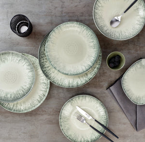 talerz płaski Kuori organiczny; 21.5x17 cm (DxS); biały/szary/czarny; organiczny; 4 sztuka / opakowanie