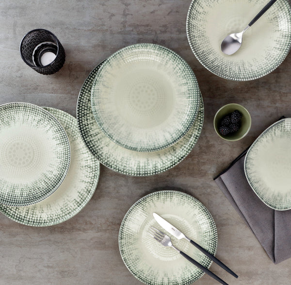 talerz płaski Kuori organiczny; 21.5x17 cm (DxS); biały/szary/czarny; organiczny; 4 sztuka / opakowanie