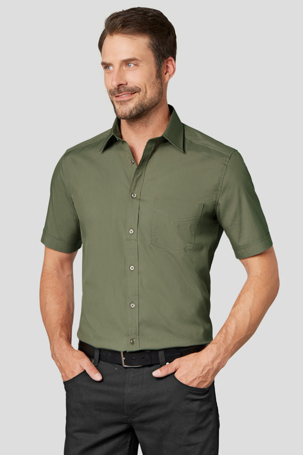 koszula męska Kim krótki rękaw; Kleidergröße 45/46; oliwka