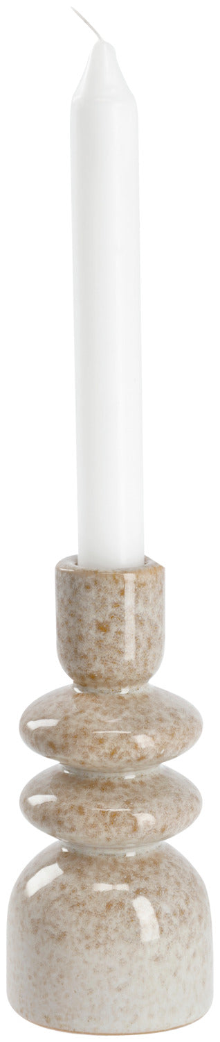 świecznik Attila; 6.6x14.3 cm (ØxW); beżowy/brązowy