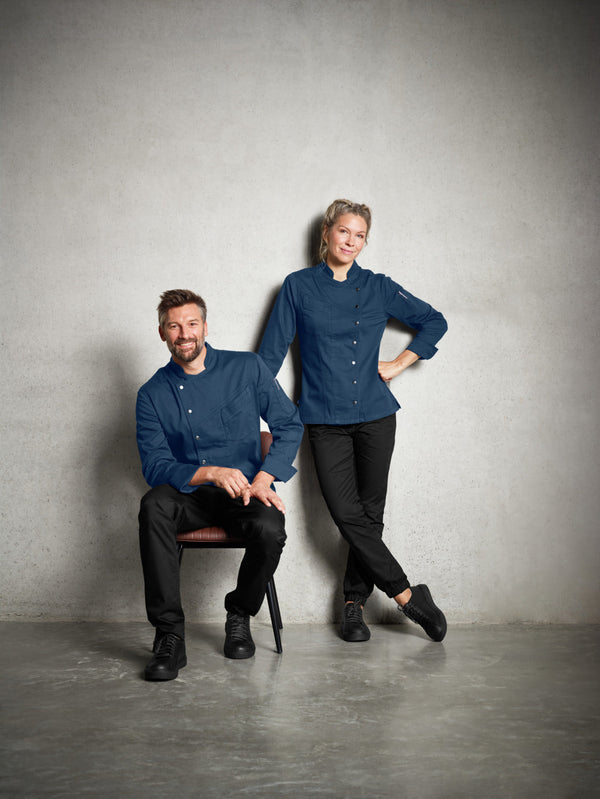 bluza kucharska męska Leo; Kleidergröße 48; niebieski