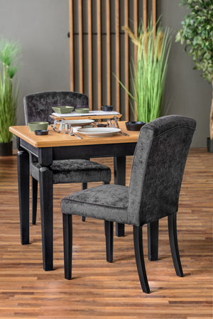 Tisch Noto quadratisch; 80x80x76 cm (DxSxW); Platte dąb/tytoń, stelaż czarny; kwadrat