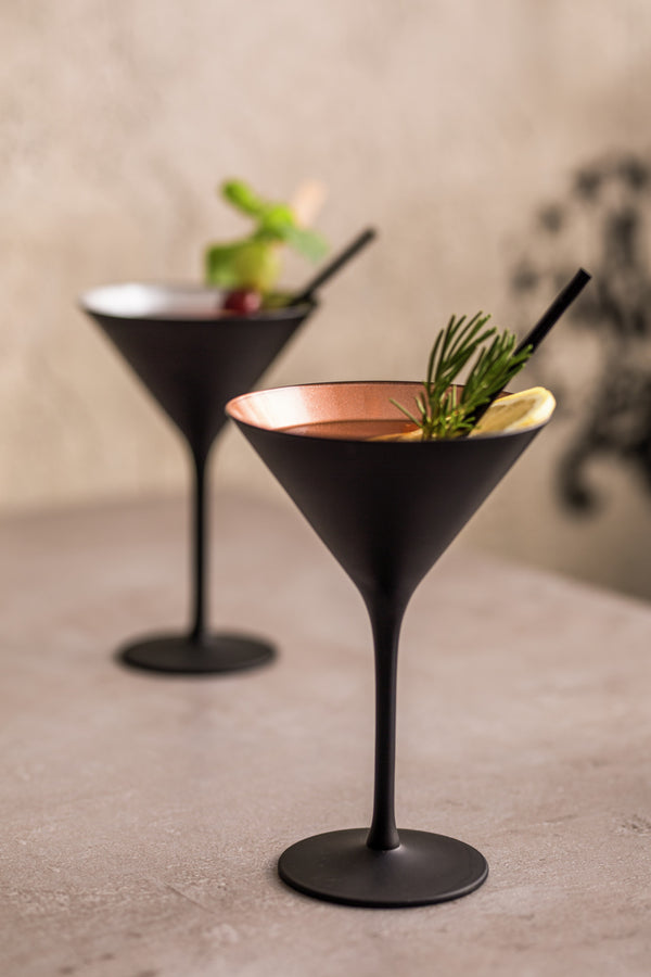 kieliszek do martini Joleen; 210ml, 11.6x17.3 cm (ØxW); czarny/miedź; 6 sztuka / opakowanie