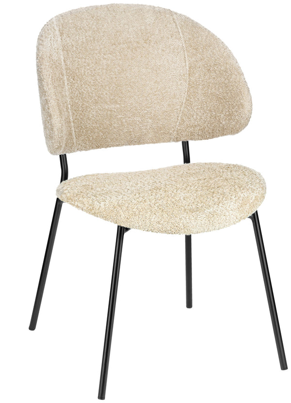 krzesło Lindo Boucle; 55x65x85 cm (SxGxW); siedzisko beżowy, stelaż czarny