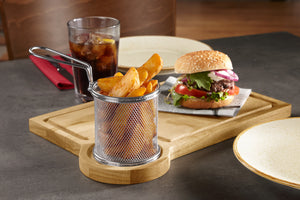 kosz do frytownic Niragua okrągły mały; 9x8.5 cm (ØxW); srebro