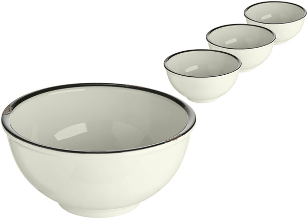 miska Liron stożkowa; 600ml, 14.5x7 cm (ØxW); biel kremowa/czarny; okrągły; 4 sztuka / opakowanie