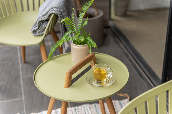 stolik kawowy Gimani okrągły; 50x53 cm (ØxW); oliwka; okrągły