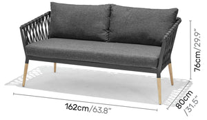 sofa 2-osobowa Asola; 162x80x76 cm (SxGxW); antracyt