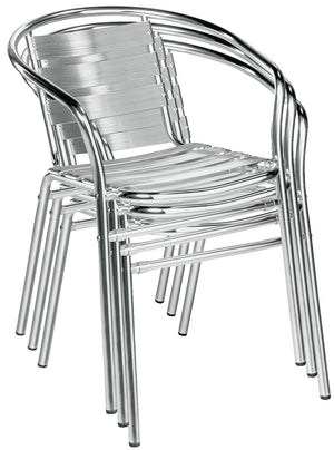 krzesło aluminiowe Limona z podłokietnikami; 53x57x73 cm (SxGxW); siedzisko srebro, stelaż srebro; 4 sztuka / opakowanie