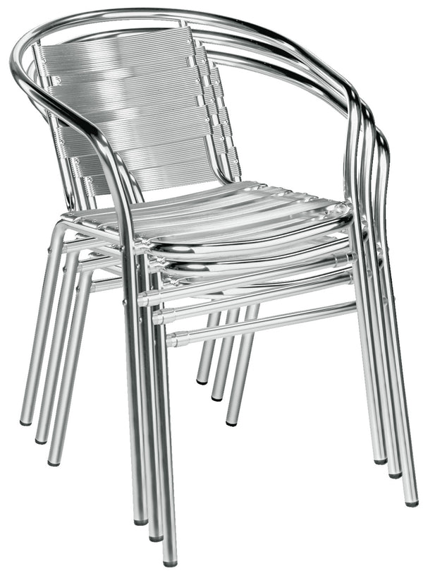 krzesło aluminiowe Limona z podłokietnikami; 53x57x73 cm (SxGxW); siedzisko srebro, stelaż srebro; 4 sztuka / opakowanie