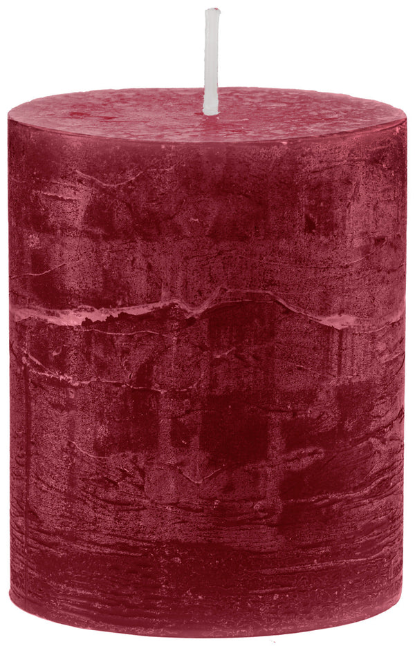 świeca rustykalna Garland (6.8x8 cm); 6.8x8 cm (ØxW); bordo; okrągły; 6 sztuka / opakowanie