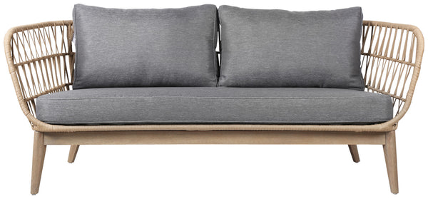 sofa 3-osobowa Cassaro; 182x78x74 cm (SxGxW); siedzisko antracyt, stelaż brązowy