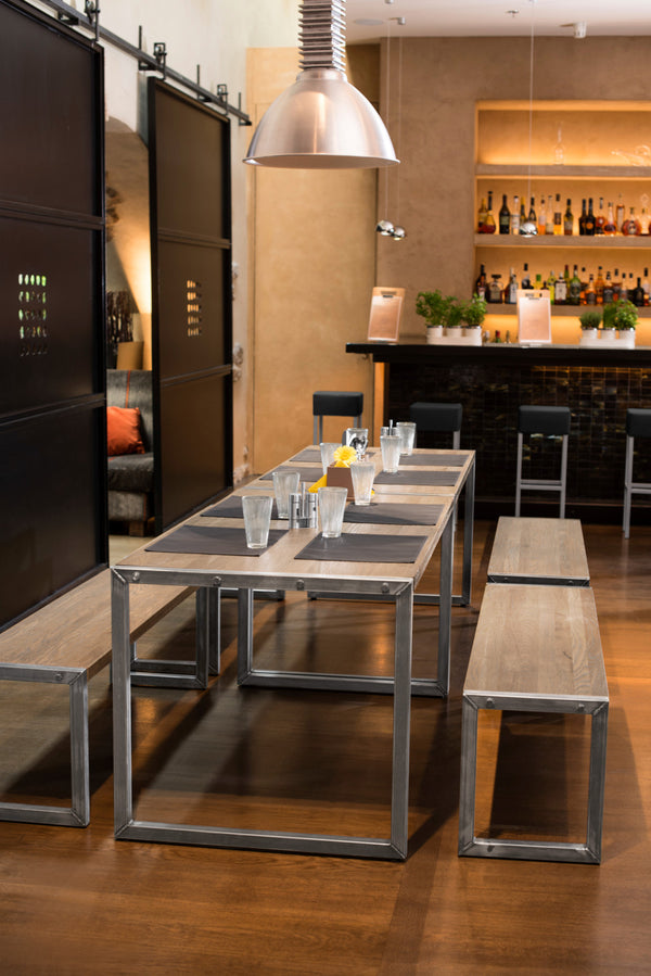 stół Torres prostokątny; 160x80x75 cm (DxSxW); Platte dąb antyczny/szary, stelaż szary; prostokątny