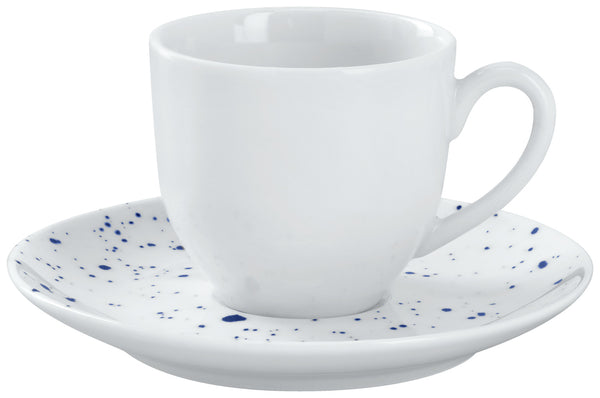 spodek do filiżanki do espresso Mixor z kropkami; 12 cm (Ø); biały/niebieski; okrągły; 6 sztuka / opakowanie