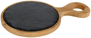 taca z łupka naturalnego Patara okrągła bez uchwytu; 20x0.5 cm (ØxW); czarny; okrągły; 2 sztuka / opakowanie