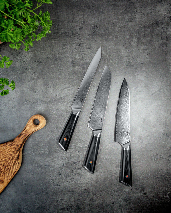 Santokumesser Aurora; Klingenlänge 18 cm, 33 cm (D); czarny