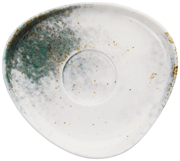spodek do filiżanki do espresso Purior; 12.5x11x2.1 cm (DxSxW); biały/niebieski petrol; owalny; 6 sztuka / opakowanie