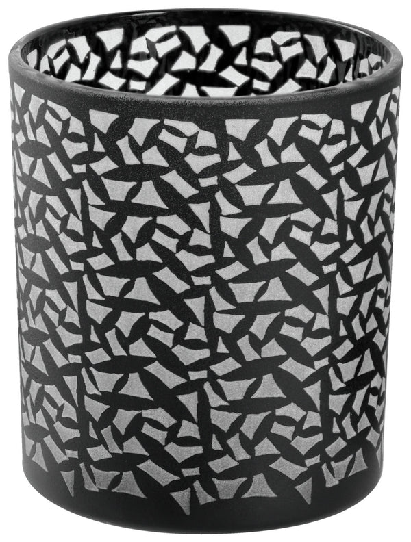 świecznik na tealight Runi; 8.8x10 cm (ØxW); czarny/biały