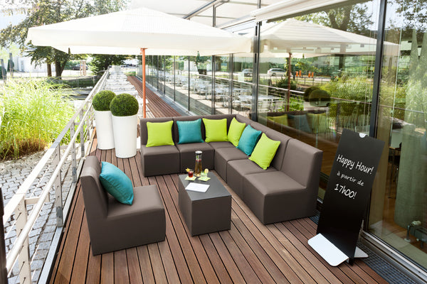 parasol profesjonalny duży Esparto stelaż o wyglądzie drewna; 350x350x370 cm (DxSxW); ecru; kwadrat