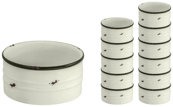 miseczka Liron; 180ml, 9x4 cm (ØxW); biel kremowa/czarny; okrągły; 12 sztuka / opakowanie
