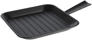 patelnia do serwowania Pegosi karbowana z uchwytem; 25.5x25.5 cm (DxS); czarny; kwadrat