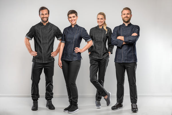 bluza kucharska męska Levi krótki rękaw; Kleidergröße 60; czarny