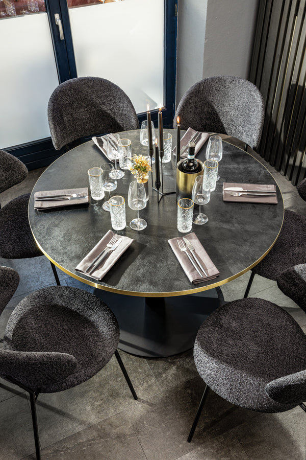 krzesło Lindo Boucle; 55x65x85 cm (SxGxW); siedzisko czarny, stelaż czarny