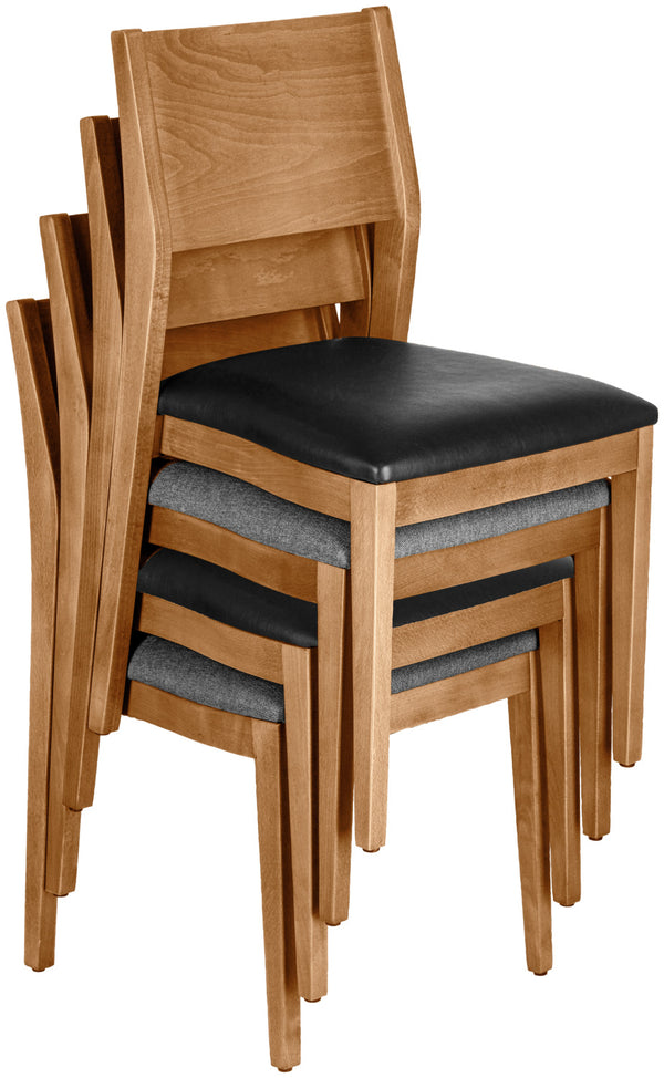 krzesło Stak sztuczna skóra; 48x51x86 cm (SxGxW); siedzisko czarny, stelaż jasny brązowy; 2 sztuka / opakowanie