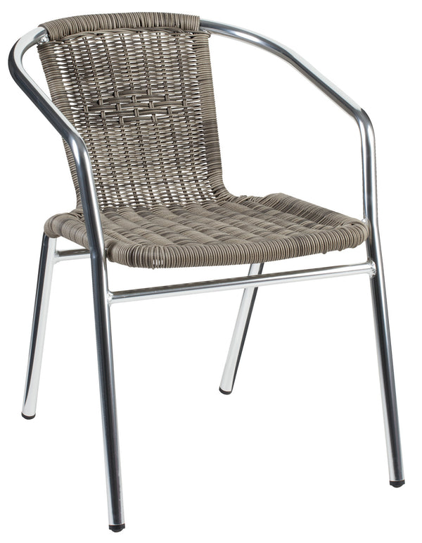 krzesło aluminiowe ze splotem Card; 53x57x73 cm (SxGxW); siedzisko taupe, stelaż srebro; 4 sztuka / opakowanie