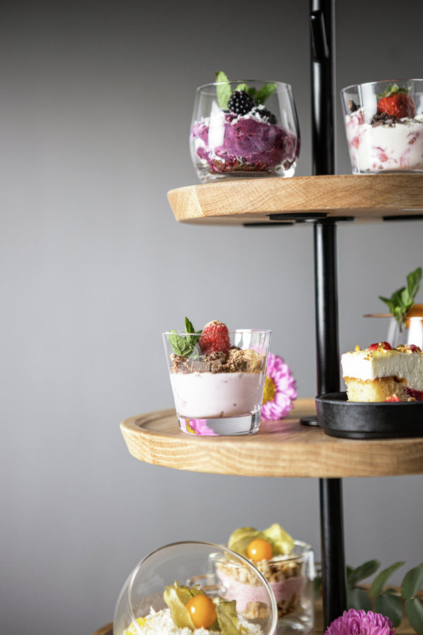 etażerka Cornu 3-stöckig ohne Füße; 34.8x50.4 cm (ØxW); dąb/czarny; okrągły