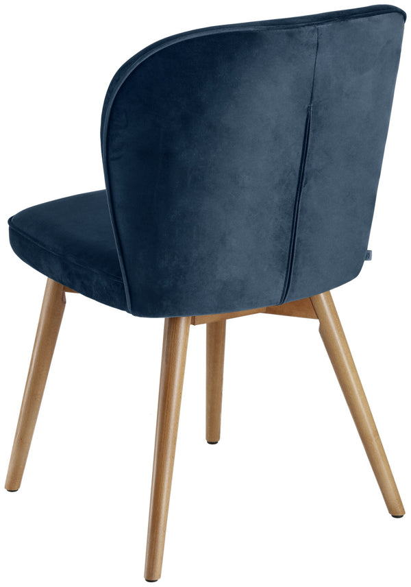 krzesło Lian aksamit; 56x58x86 cm (SxGxW); siedzisko ciemny niebieski, stelaż jasny brązowy; 2 sztuka / opakowanie