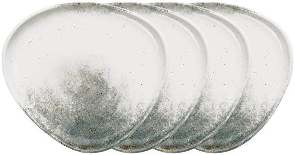 talerz płaski Purior; 26x24x3.2 cm (DxSxW); biały/niebieski petrol; prostokątny; 4 sztuka / opakowanie