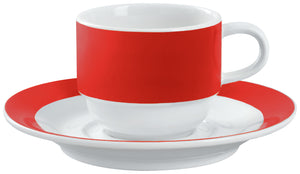 filiżanka do kawy Multi-Color; 160ml, 7x6 cm (ØxW); biały/czerwony; okrągły; 6 sztuka / opakowanie