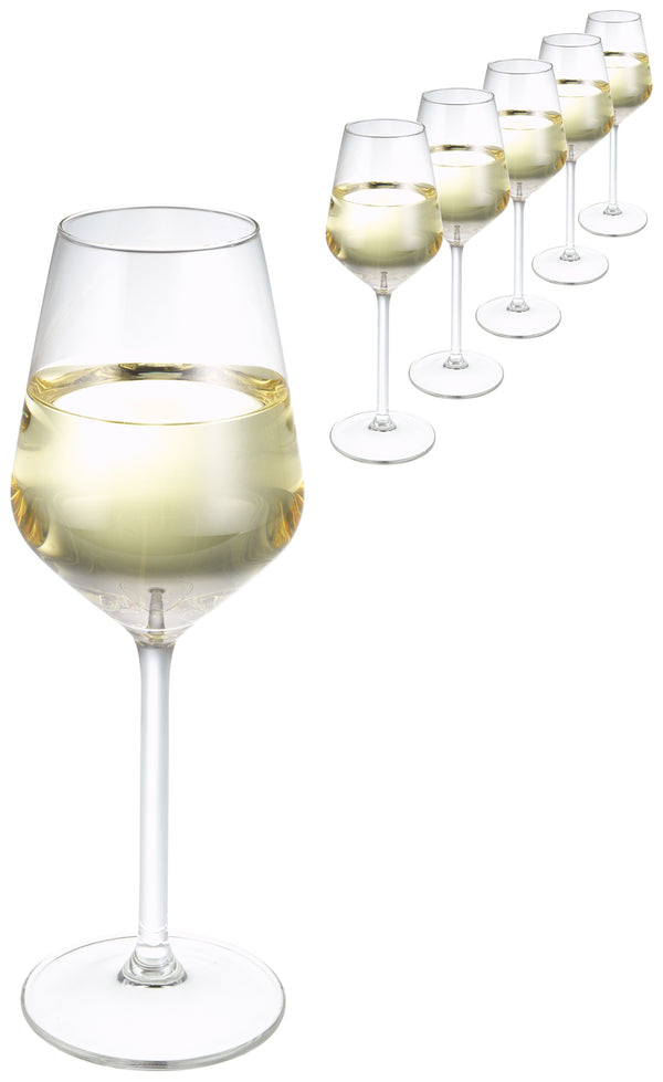 kieliszek do wina białego Carré ze znacznikiem pojemności; 380ml, 5.8x21.7 cm (ØxW); transparentny; 0.1 l & 0.2 l Füllstrich, 6 sztuka / opakowanie