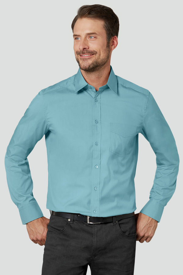 koszula męska Kim długi rękaw; Kleidergröße 41/42; lazurowy błękit