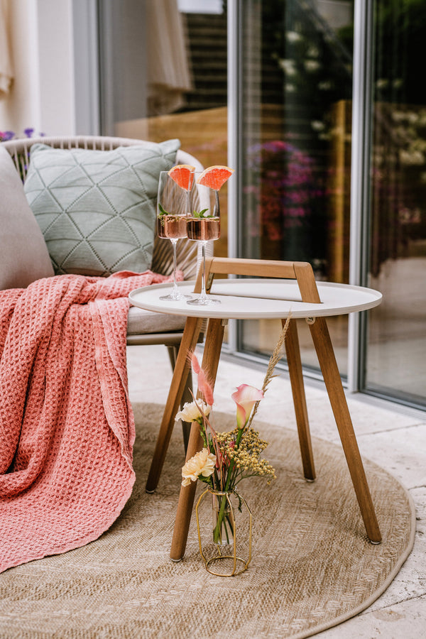 stolik kawowy Gimani okrągły; 50x53 cm (ØxW); ecru; okrągły