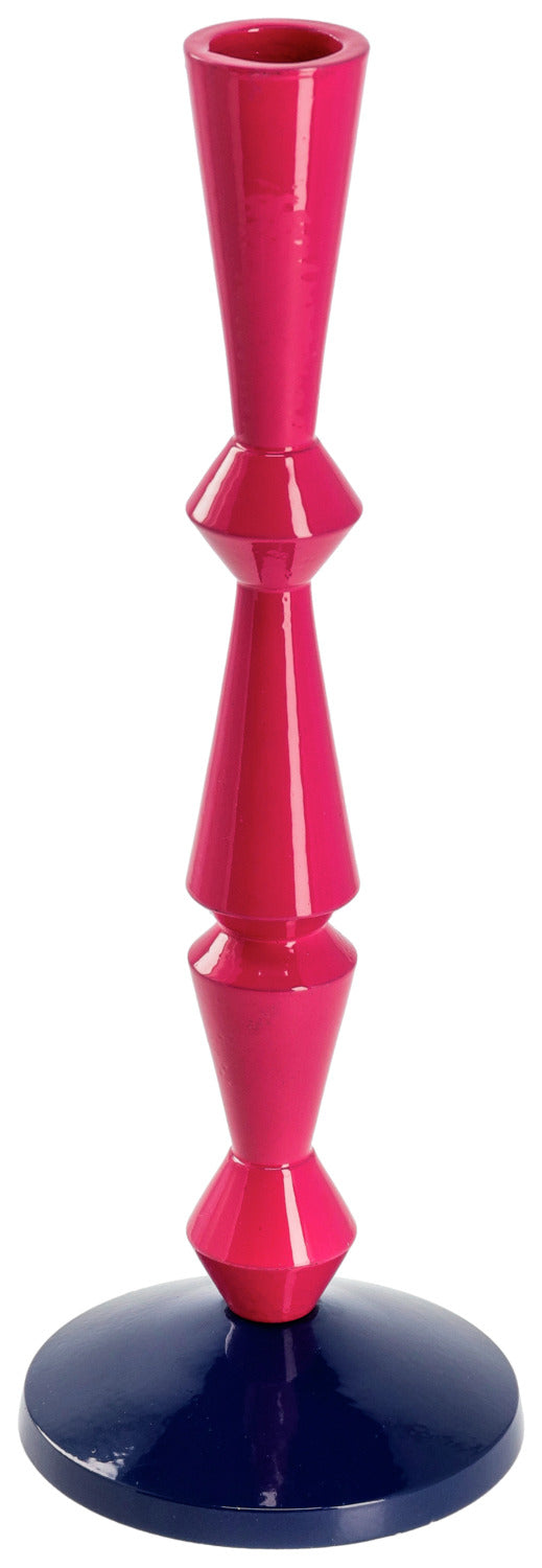 świecznik Andris; 9.5x25 cm (ØxW); różowy/ciemny niebieski