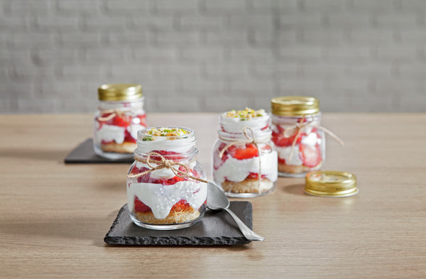 mini szklanka  Quattro Stagioni z pokrywką; 200ml, 5.2x8.3 cm (ØxW); transparentny; 12 sztuka / opakowanie