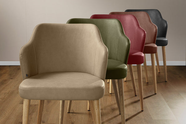 krzesło Katya z imitacji skóry; 55x58x81 cm (SxGxW); siedzisko oliwka