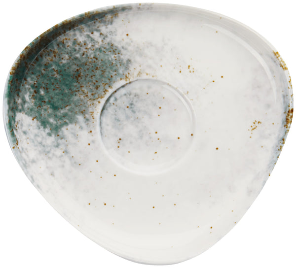 spodek do kubka / filiżanki do kawy Purior; 15.5x14x2.3 cm (DxSxW); biały/niebieski petrol; owalny; 6 sztuka / opakowanie