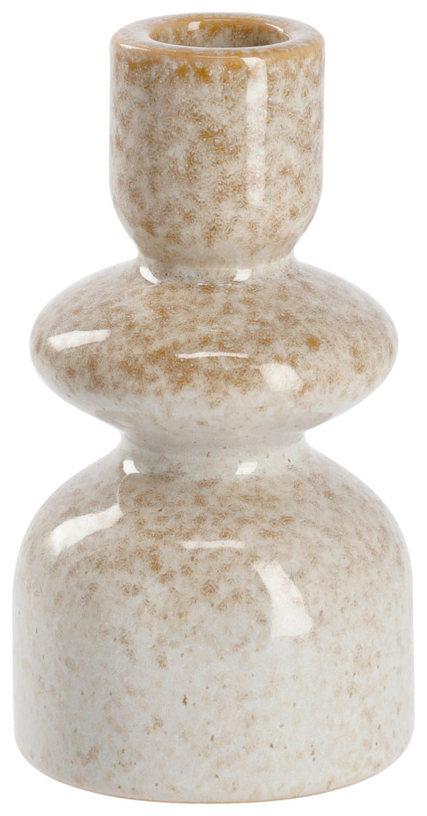 świecznik Attila; 6.6x12.3 cm (ØxW); beżowy/brązowy