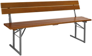 ławka Expose z oparciem; 180x46x81 cm (SxGxW); siedzisko orzech włoski, stelaż antracyt