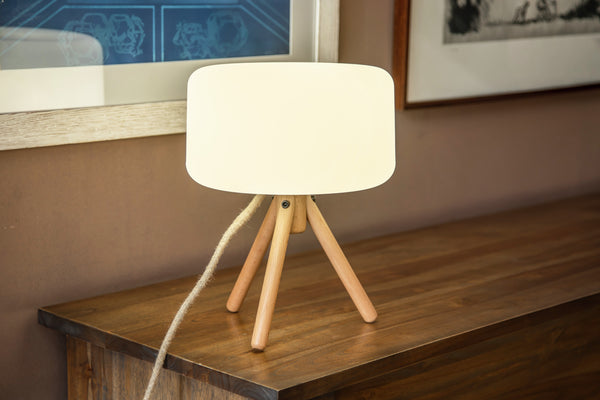Tischleuchte Chloe 35 warmweiß; 28x36 cm (ØxW); biały/brązowy